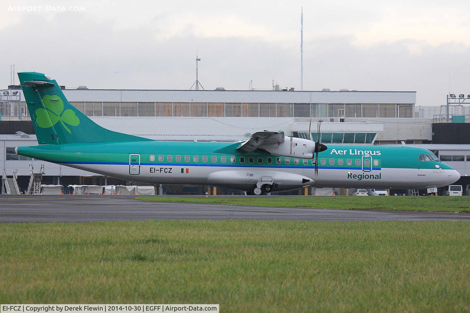 EI-FCZ, 2014 ATR 72-600 (72-212A) C/N 1159, ATR 72-600, Stobart Air, Callsign Stobart 90CW, seen landing on runway 12 at EGFF, out of Dublin.