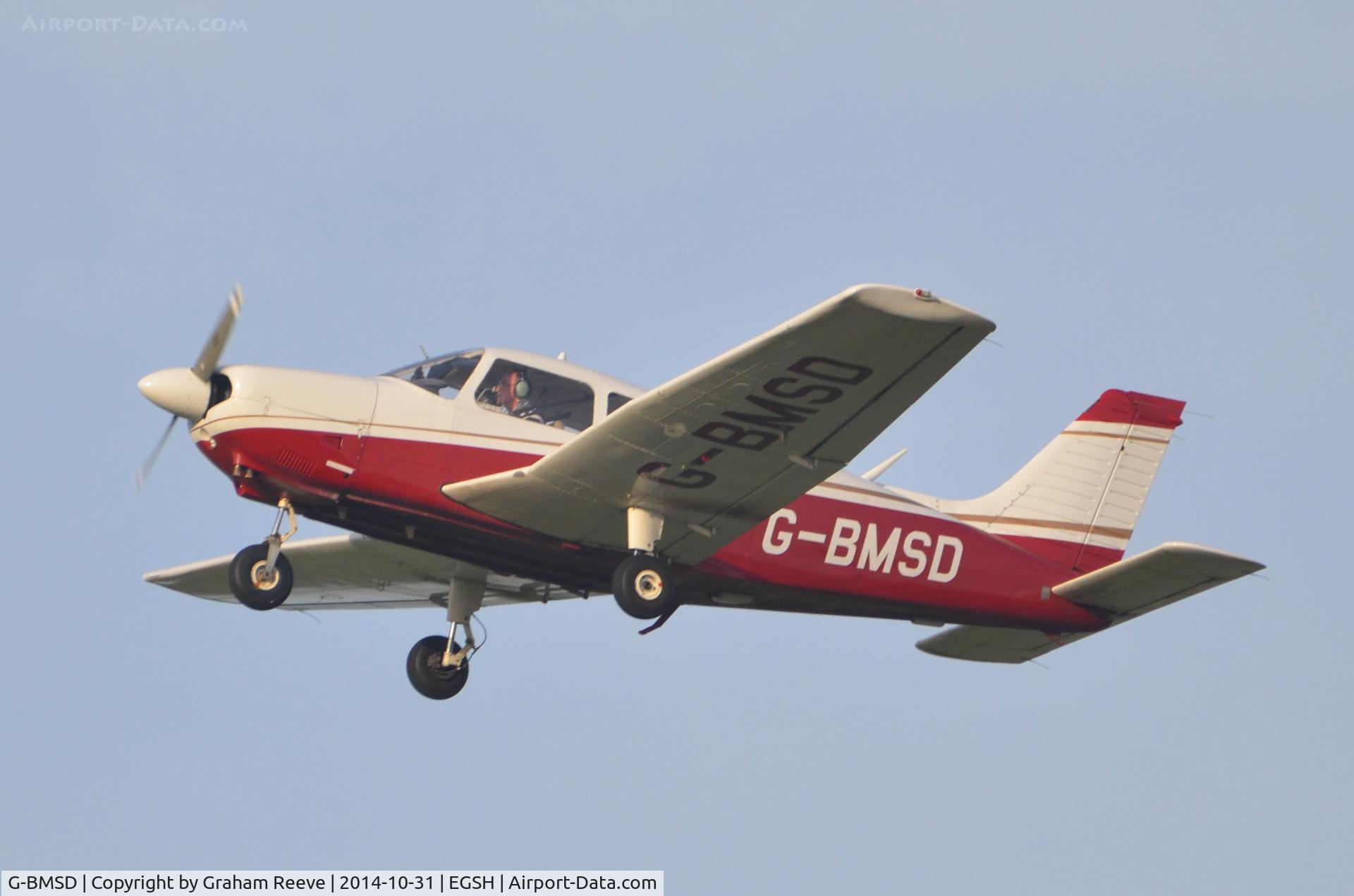 G-BMSD, 1976 Piper PA-28-181 Cherokee Archer II C/N 28-7690070, In the circuit at Norwich.
