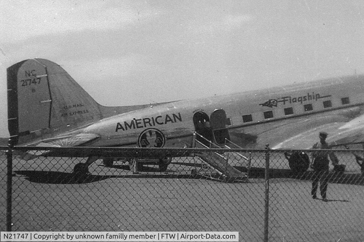 NC21747, 1939 Douglas DC-3 C/N 2105, James Bullard in front of AA aircraft NC21747 at Meacham Field in Fort Worth, Texas.