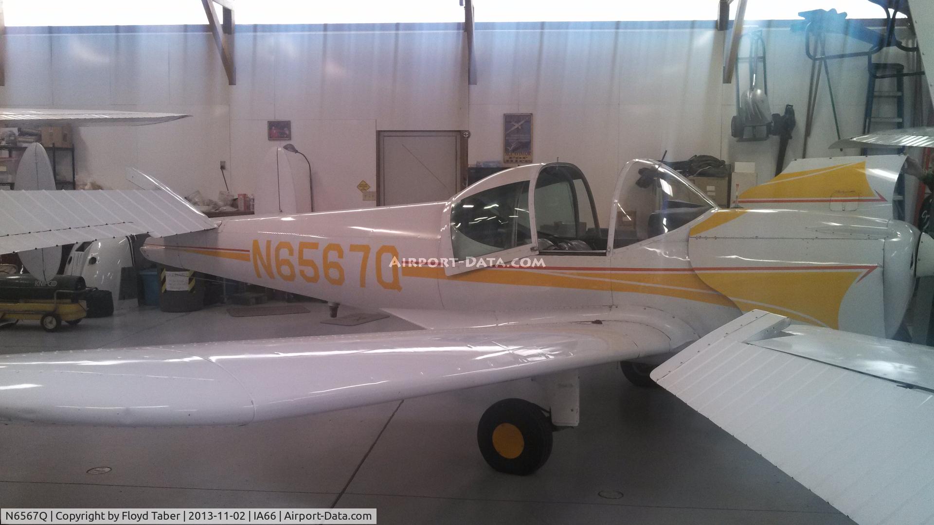 N6567Q, 1965 Alon A2 Aircoupe C/N A-67, In for the annual inspection