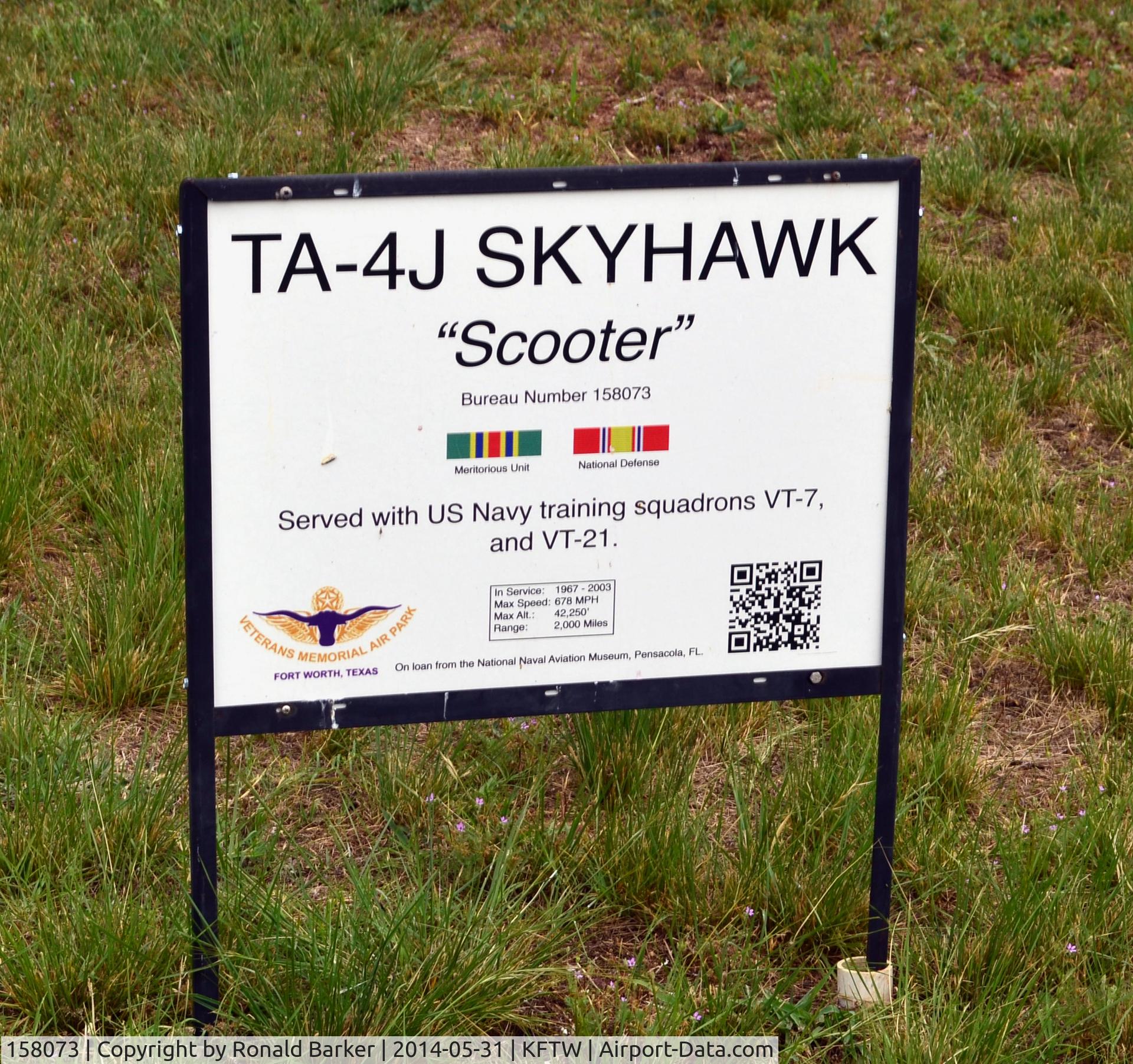 158073, Douglas TA-4J Skyhawk C/N 14110, Fort Worth Aviation Museum