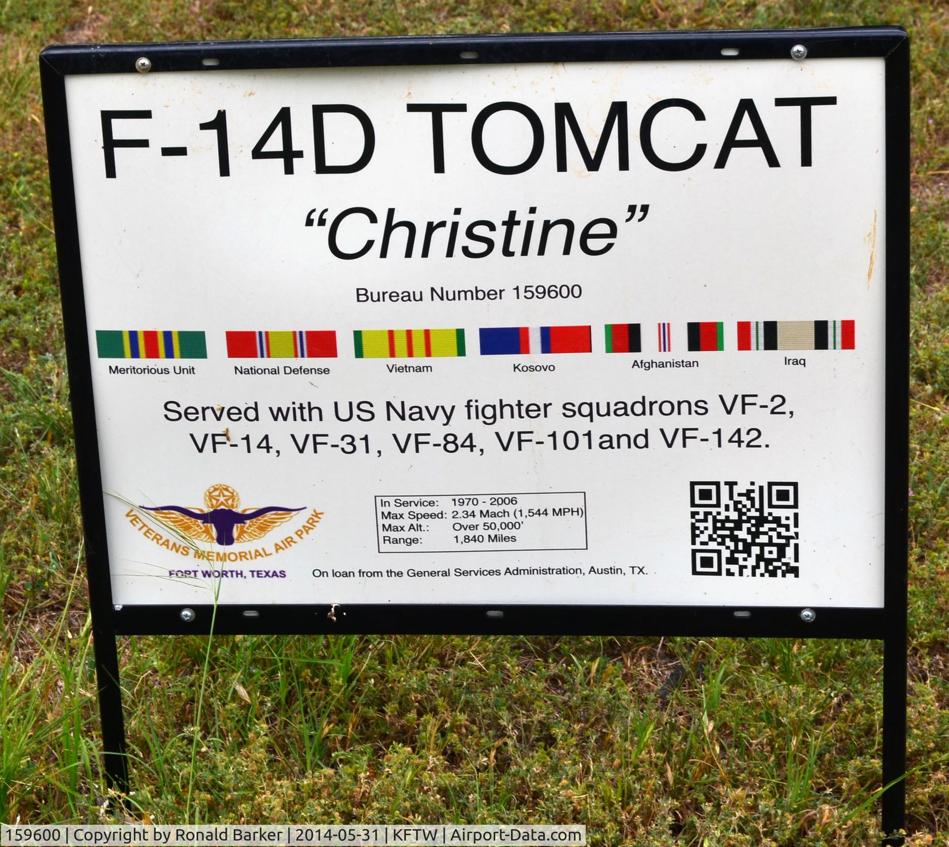 159600, Grumman F-14D Tomcat C/N DR-5, Fort Worth Aviation Museum