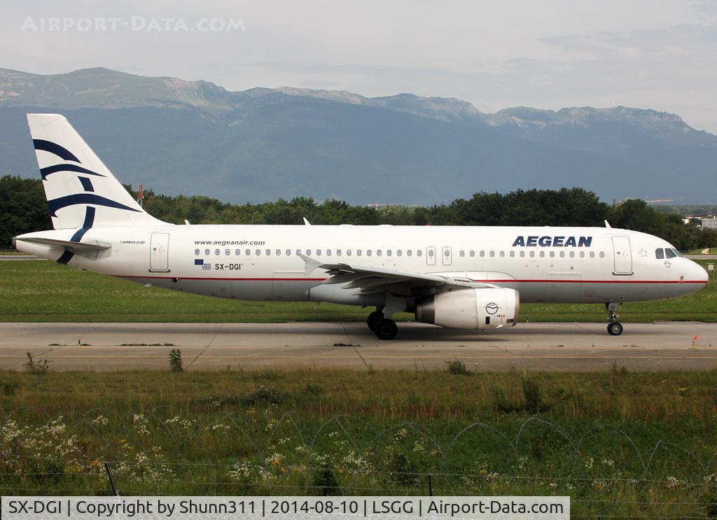 SX-DGI, 2007 Airbus A320-232 C/N 3162, Taxiing holding point rwy 23 for departure...