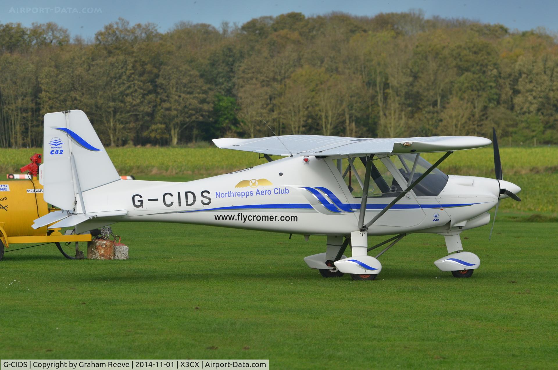 G-CIDS, 2013 Comco Ikarus C42 FB100 Bravo C/N 1310-7285, Parked at Northrepps and now with club logos on.