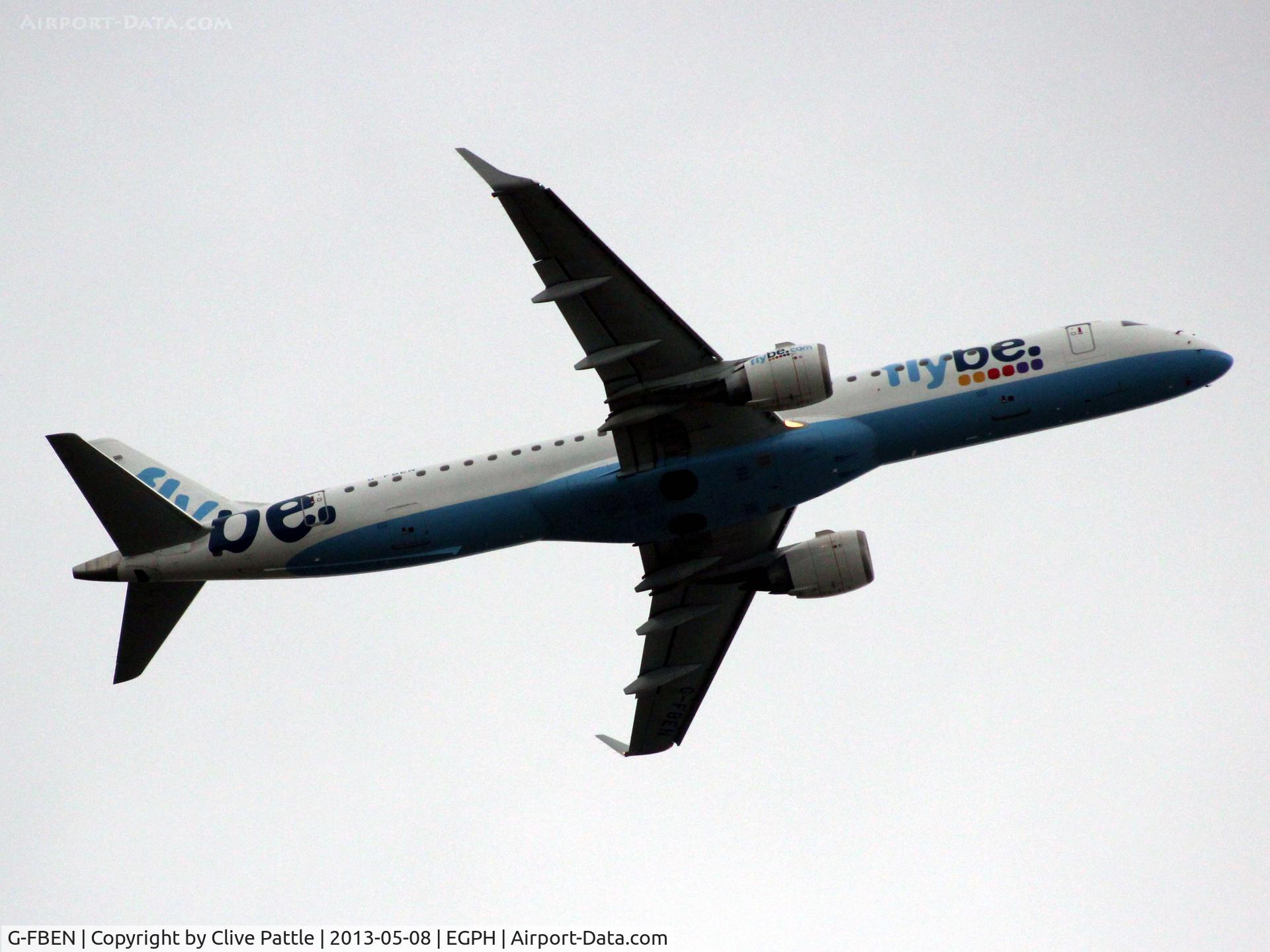 G-FBEN, 2008 Embraer 195LR (ERJ-190-200LR) C/N 19000213, Departure from Edinburgh