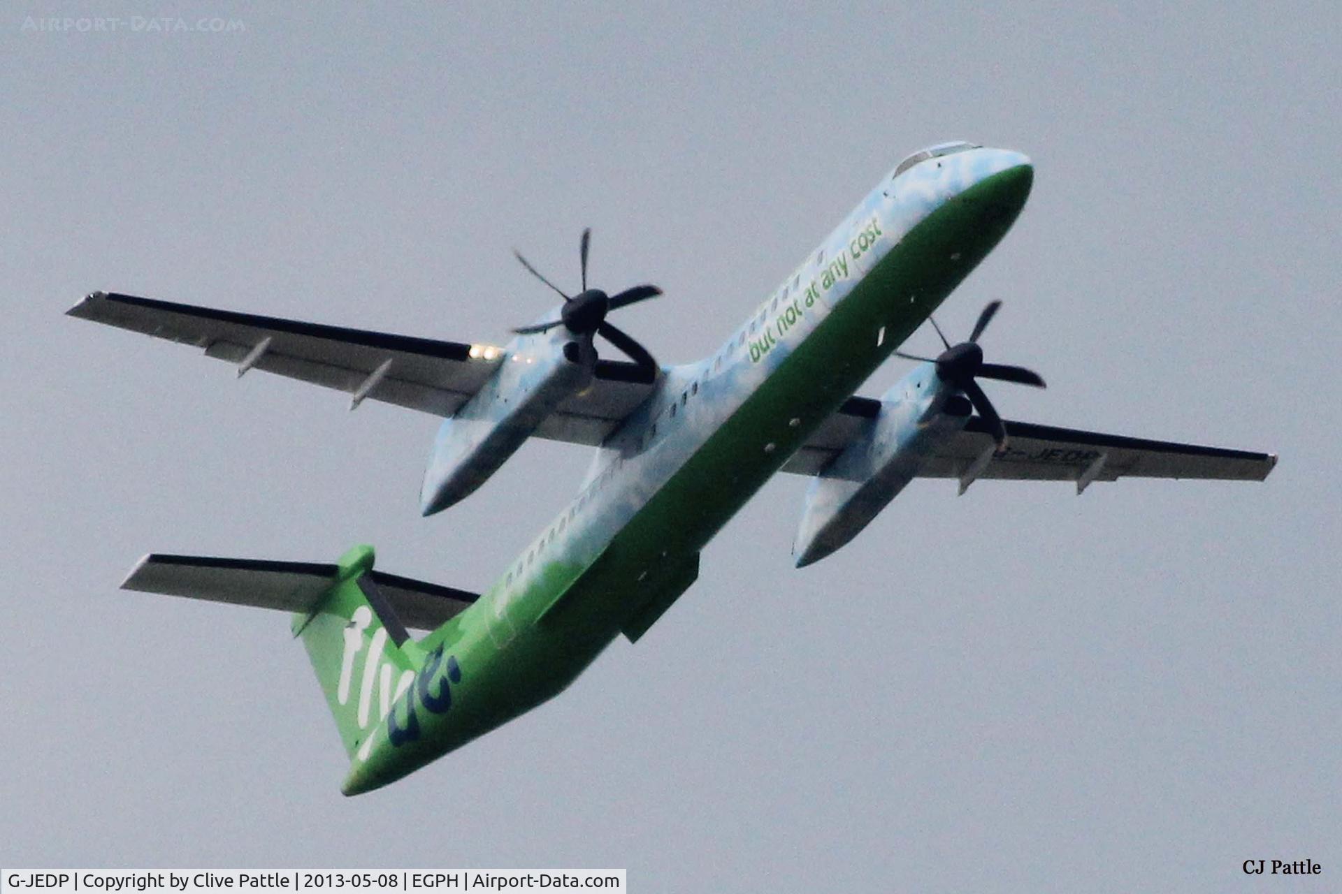 G-JEDP, 2003 De Havilland Canada DHC-8-402Q Dash 8 C/N 4085, Steep climb out from Edinburgh