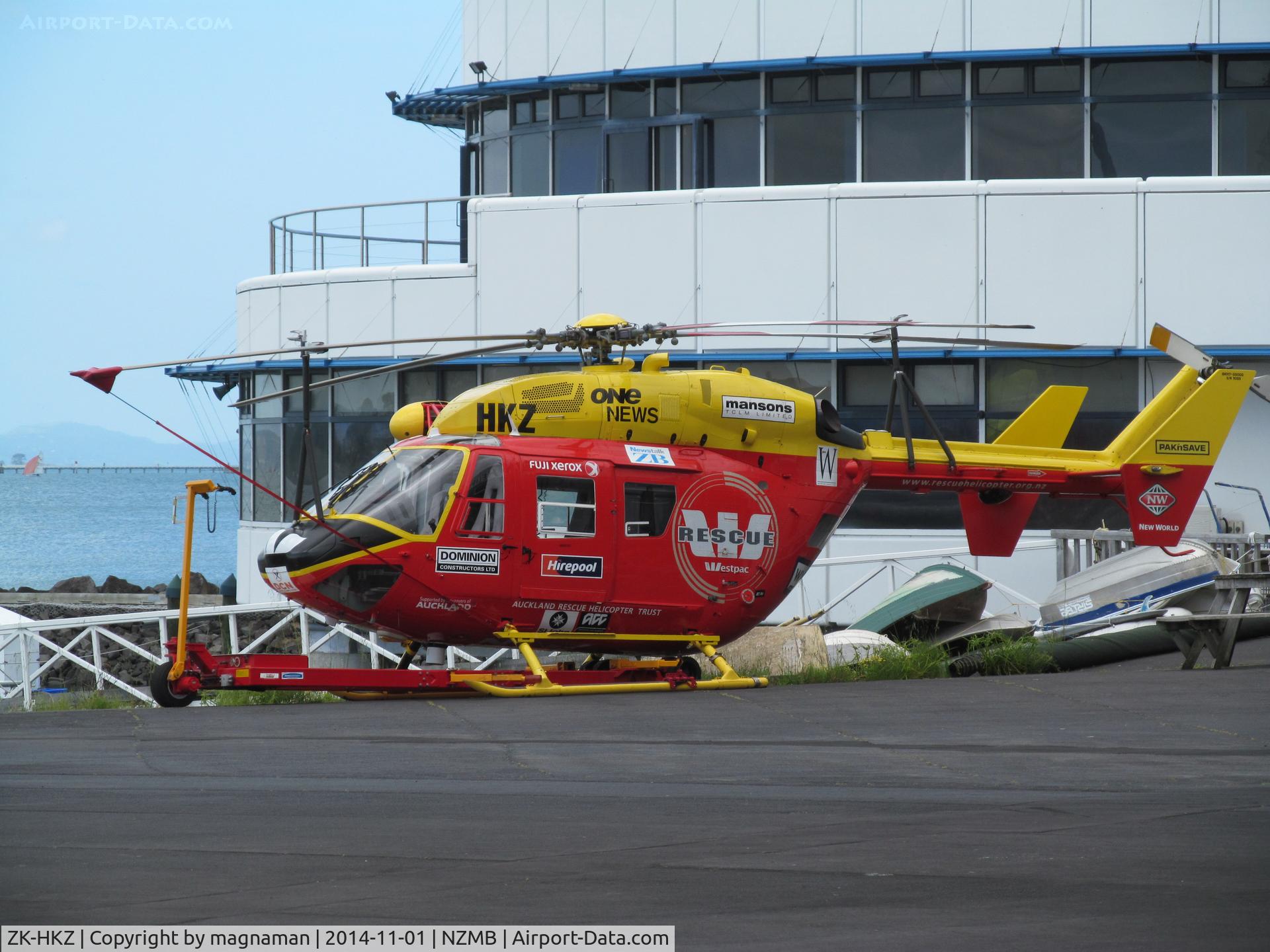 ZK-HKZ, MBB-Kawasaki BK-117B-2 C/N 1089, on ramp at docks heliport
