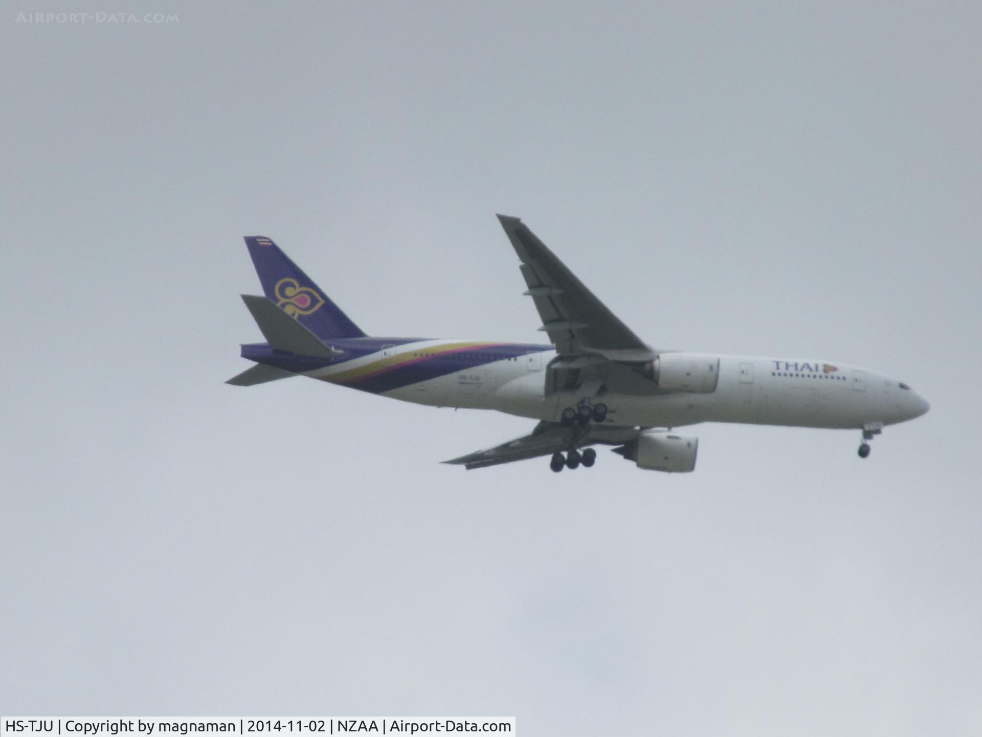 HS-TJU, 2006 Boeing 777-2D7/ER C/N 34589, on finals over flat bush