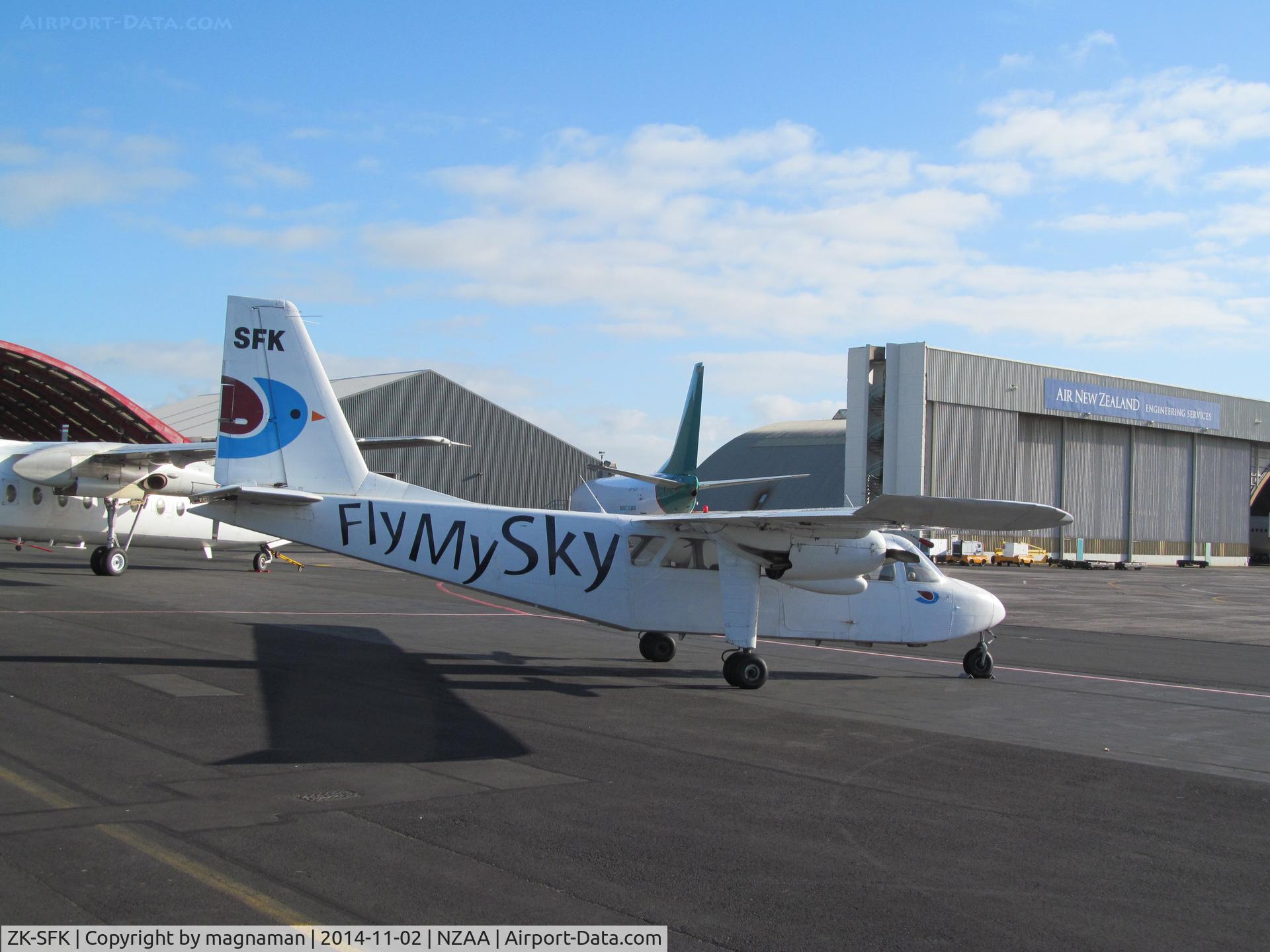 ZK-SFK, Britten-Norman BN-2A Islander C/N 236, on domestic cargo apron - off duty