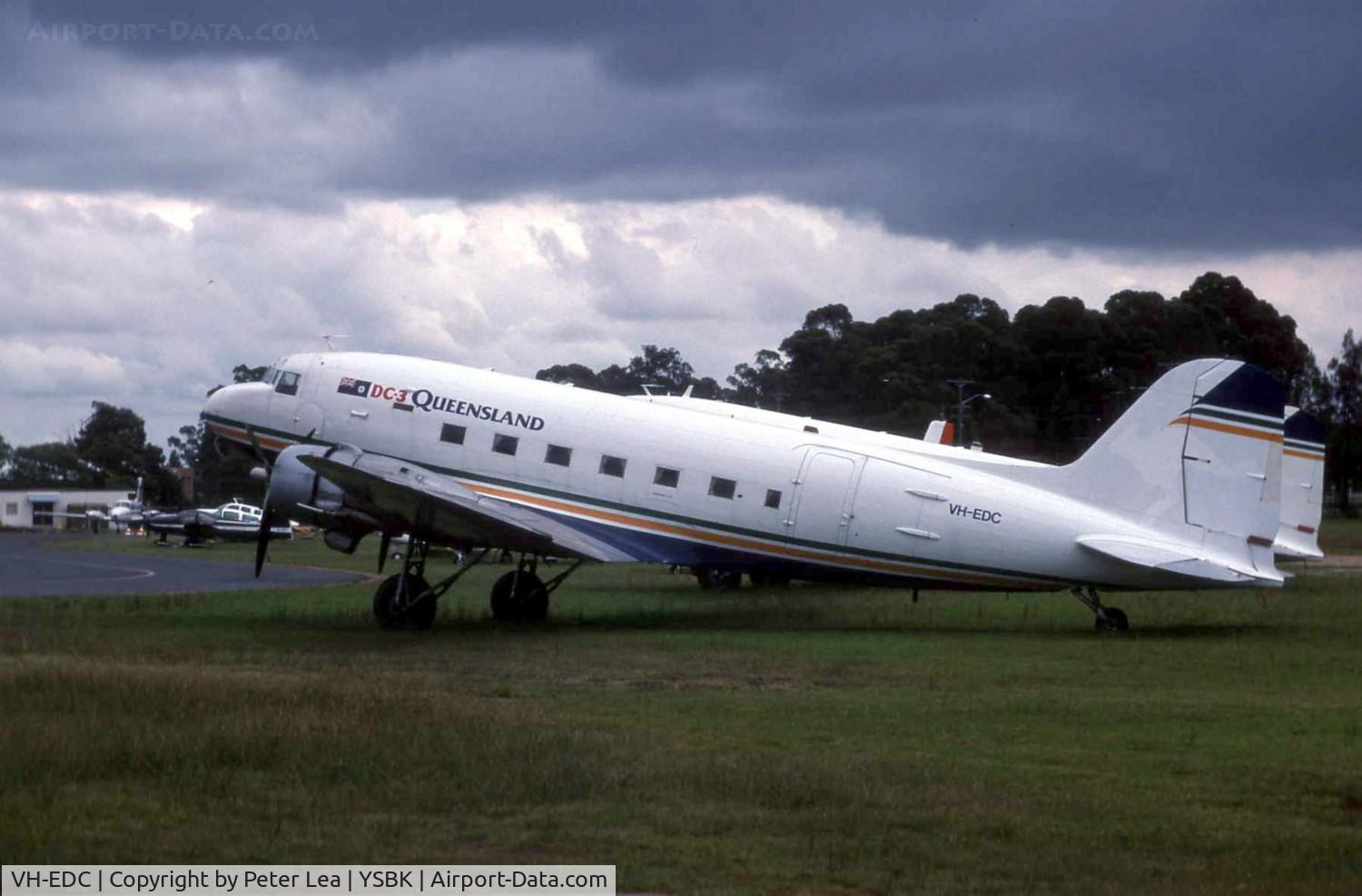 VH-EDC, 1944 Douglas DC3C-S1C3G (C-47A) C/N 12874, VH-EDC of DC3 Queensland at Bankstown in 1986