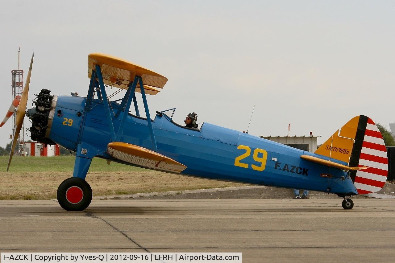 F-AZCK, 1941 Boeing A75N1 (PT-17) C/N 75-1653, Boeing Stearman A, Taxiing, Lann Bihoué Air Base (LFRH-LRT) Open day 2012