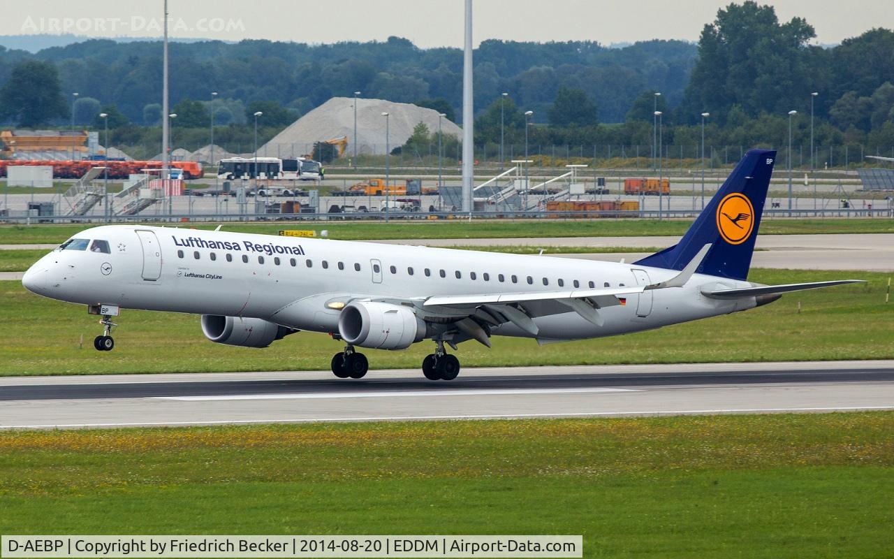 D-AEBP, 2012 Embraer 195LR (ERJ-190-200LR) C/N 19000553, moments prior touchdown