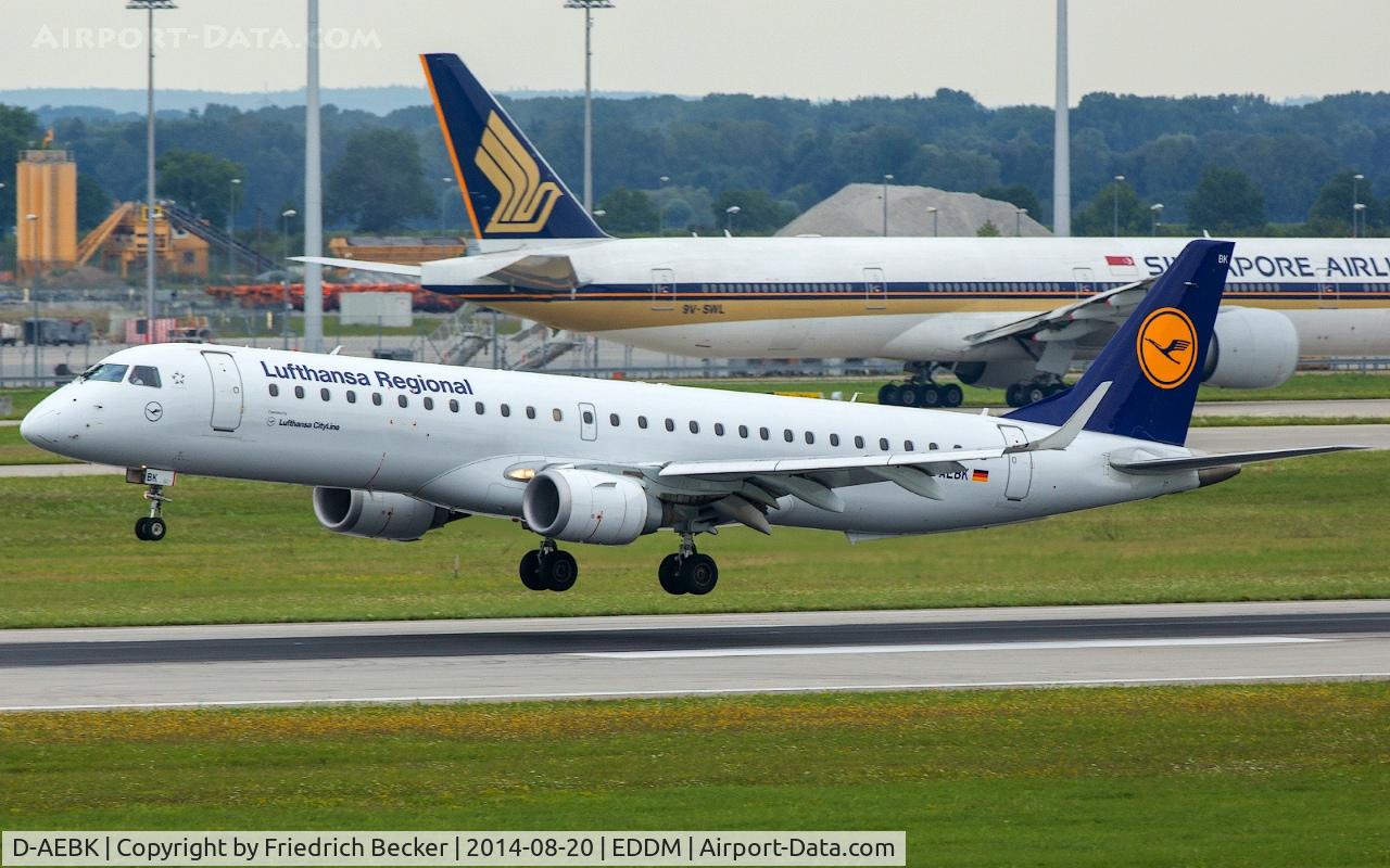 D-AEBK, 2011 Embraer 195LR (ERJ-190-200LR) C/N 19000500, moments prior touchdown