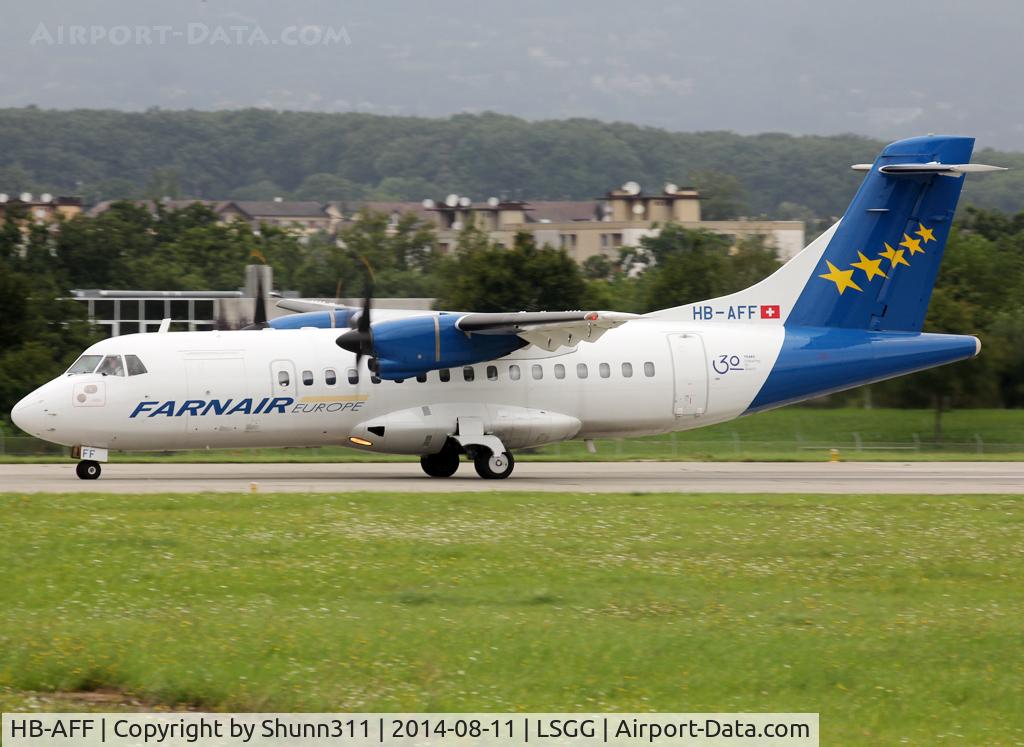 HB-AFF, 1991 ATR 42-320 C/N 264, Ready for take off rwy 23 with additional '30 years of the quality' small sticker on the rear fuselage and only on left side...