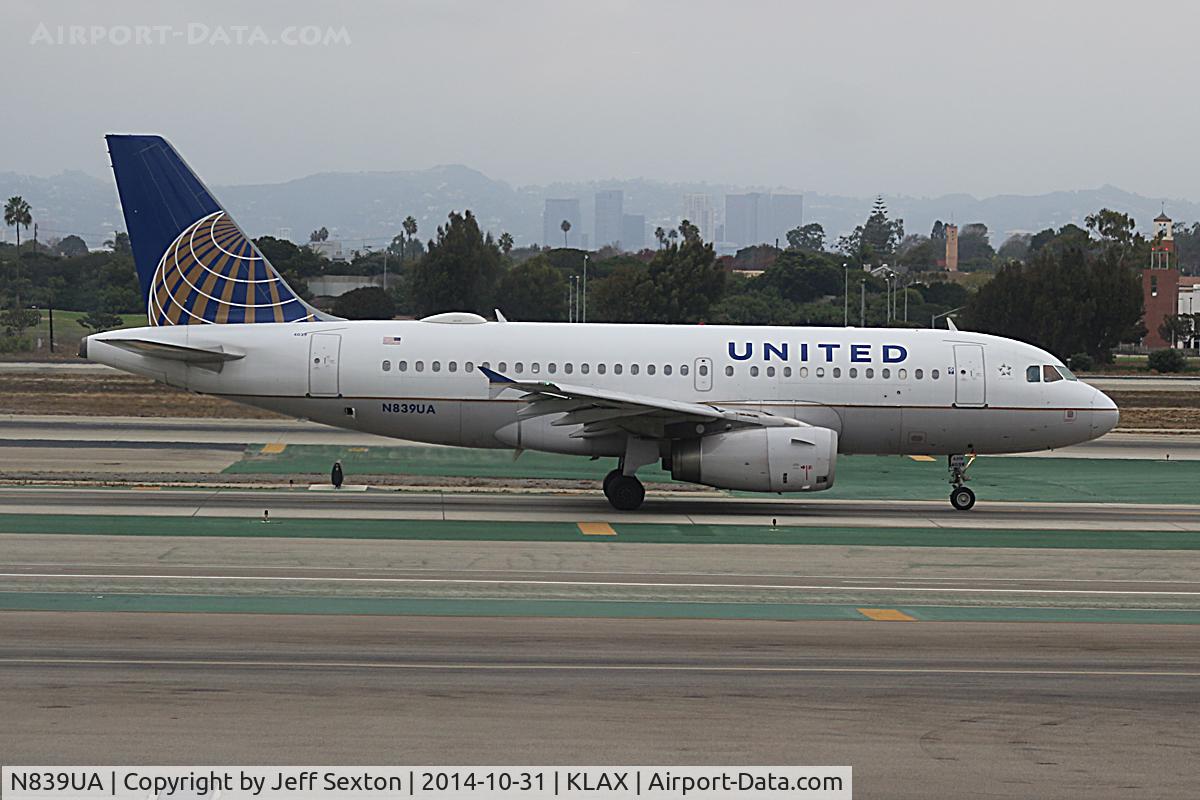 N839UA, 2001 Airbus A319-131 C/N 1507, At LAX