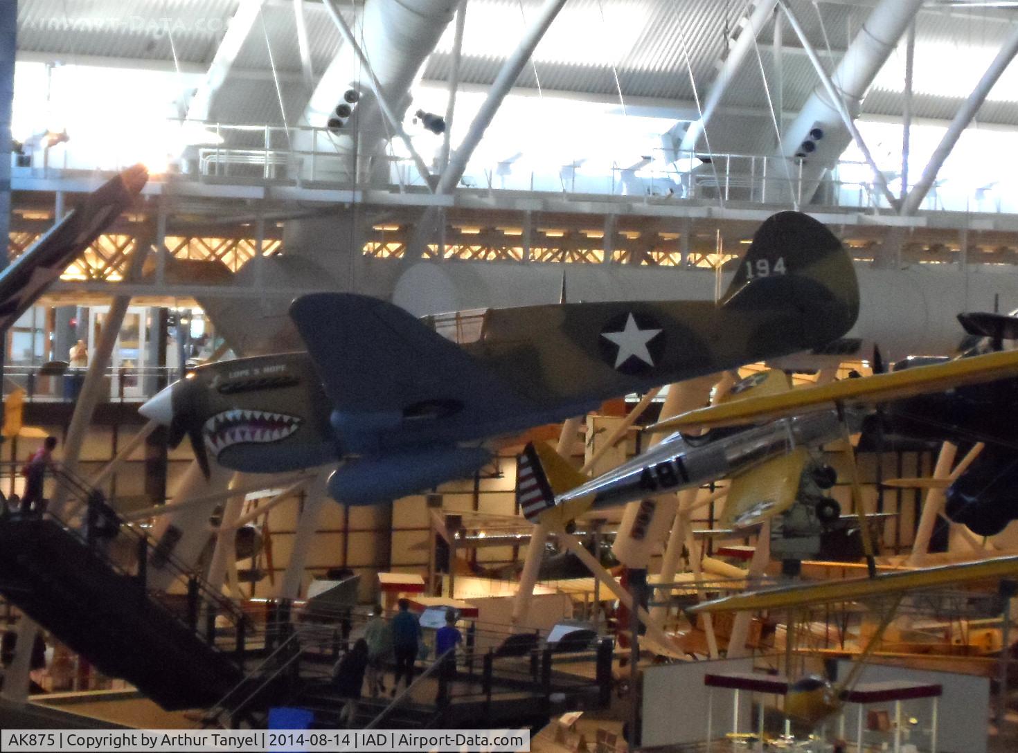 AK875, 1942 Curtiss P-40E Kittyhawk 1A C/N 15349, On display @ the Steven F. Udvar-Hazy Center