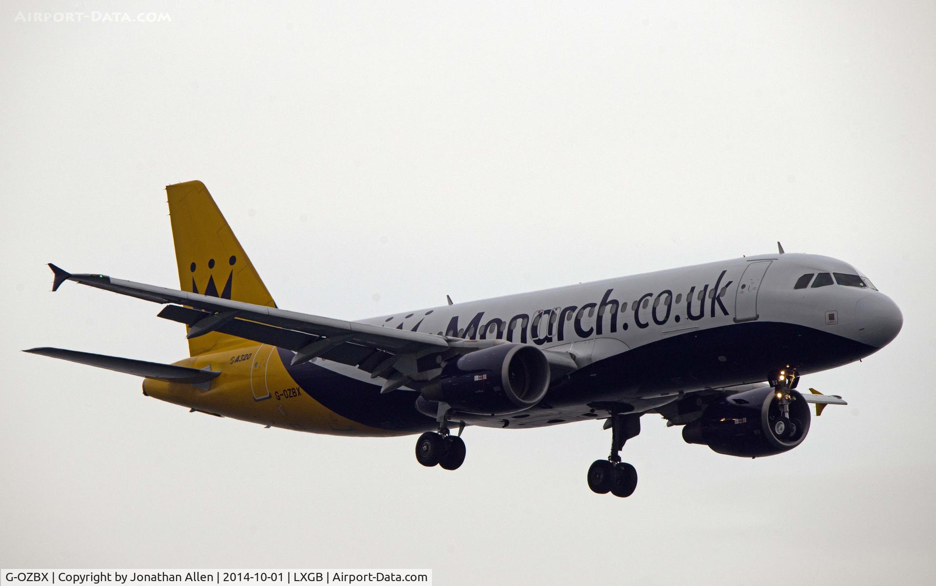 G-OZBX, 2001 Airbus A320-214 C/N 1637, On approach to Gibraltar with ZB574 from Manchester.