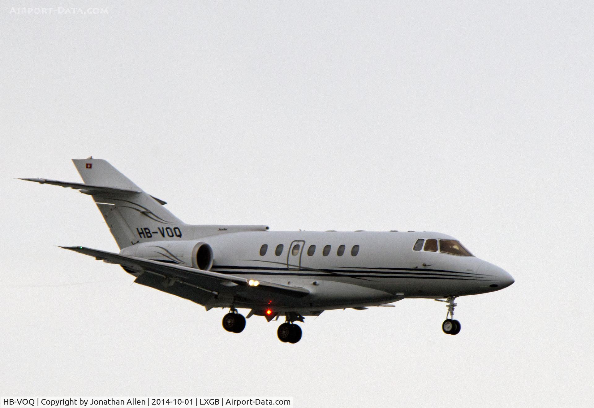 HB-VOQ, 1992 British Aerospace BAe.125-1000A C/N 259021, On approach to Gibraltar airport.