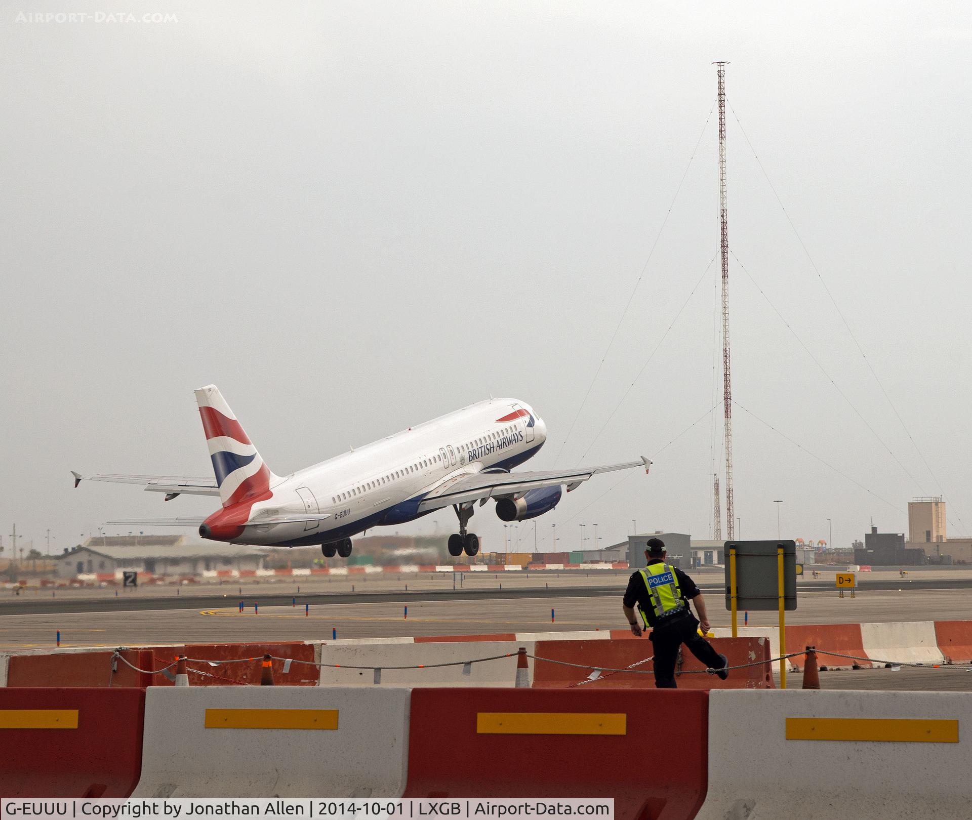 G-EUUU, 2008 Airbus A320-232 C/N 3351, Departing Gibraltar with BA491 to Heathrow.