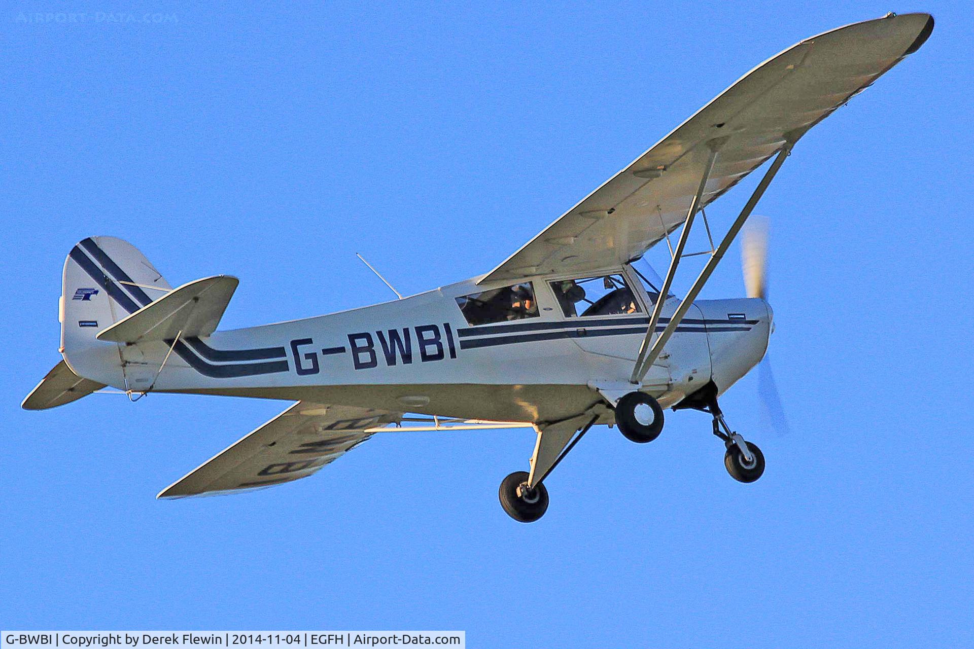 G-BWBI, 1991 Taylorcraft F22A C/N 2207, EGFH resident Taylorcraft, previously N22UK, seen departing runway 04 for circuit practice.