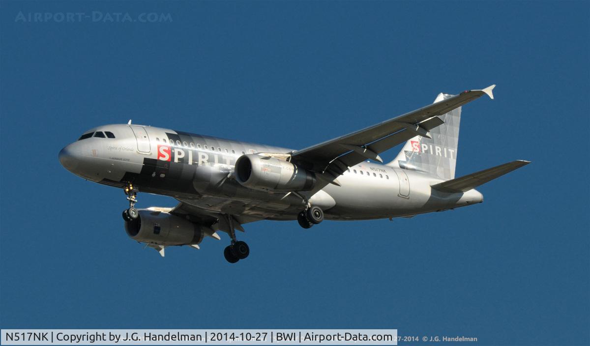 N517NK, 2006 Airbus A319-132 C/N 2711, On final to 28.