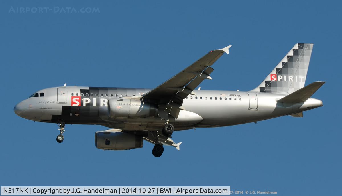 N517NK, 2006 Airbus A319-132 C/N 2711, On final to 28.