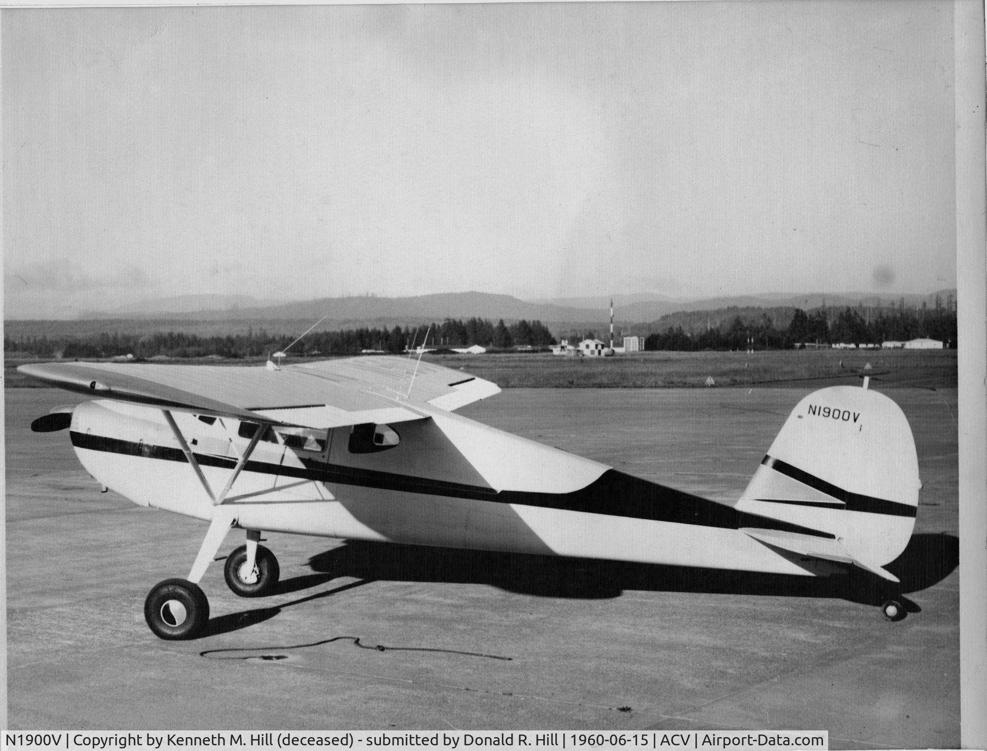 N1900V, 1947 Cessna 140 C/N 14091, Taken at Arcata/Eureka Airport (ACV) circa 1960; Jointly owned then by Kenneth M. Hill and James J. Hill