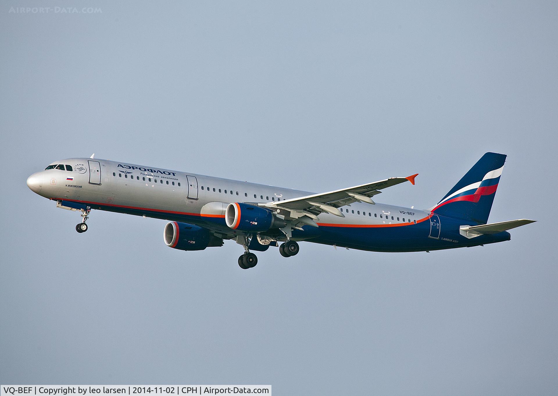 VQ-BEF, 2009 Airbus A321-211 C/N 4103, Copenhagen 2.11.14