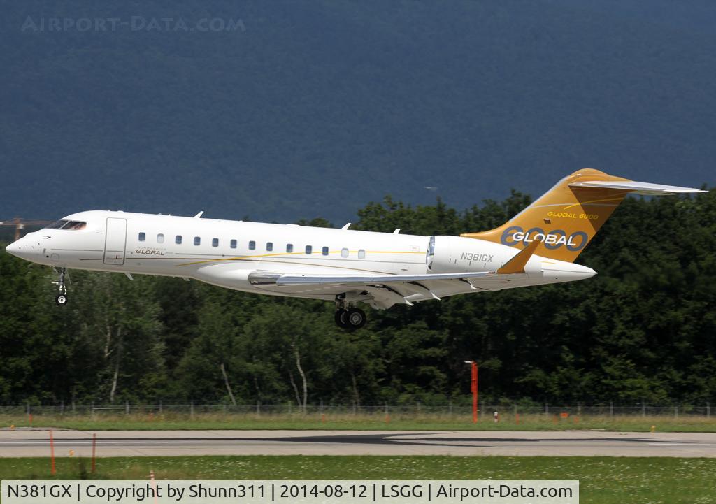 N381GX, 2012 Bombardier Global 6000 (BD-700-1A10) C/N 9381, Landing rwy 23