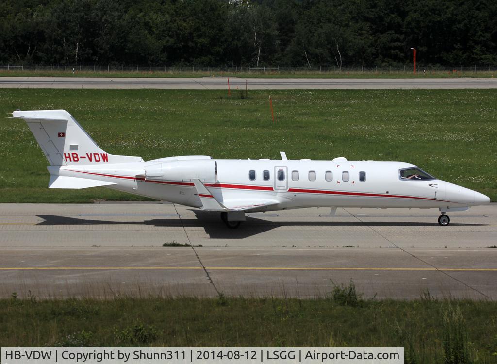 HB-VDW, 2012 Learjet 45 C/N 45438, Taxiing holding point rwy 23 for departure...