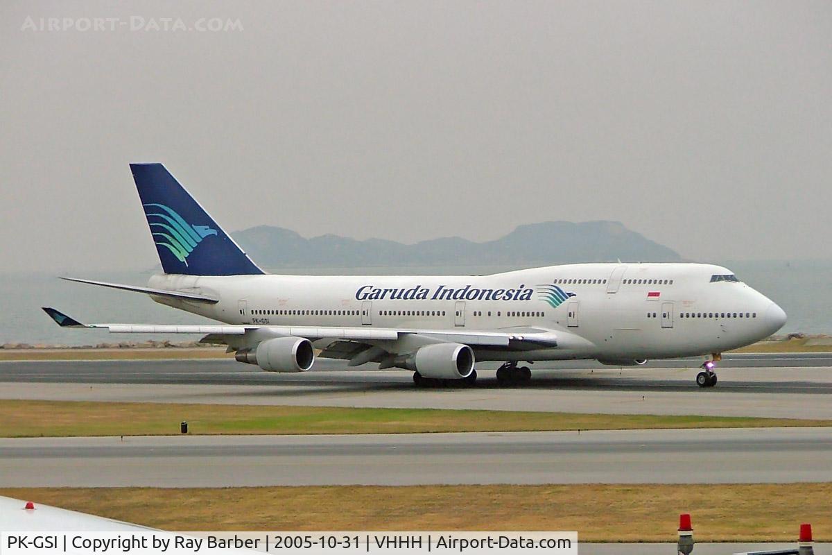 PK-GSI, 1992 Boeing 747-441 C/N 24956, Boeing 747-441 [24956] (Garuda Indonesia) Hong Kong Int~B 31/10/2005