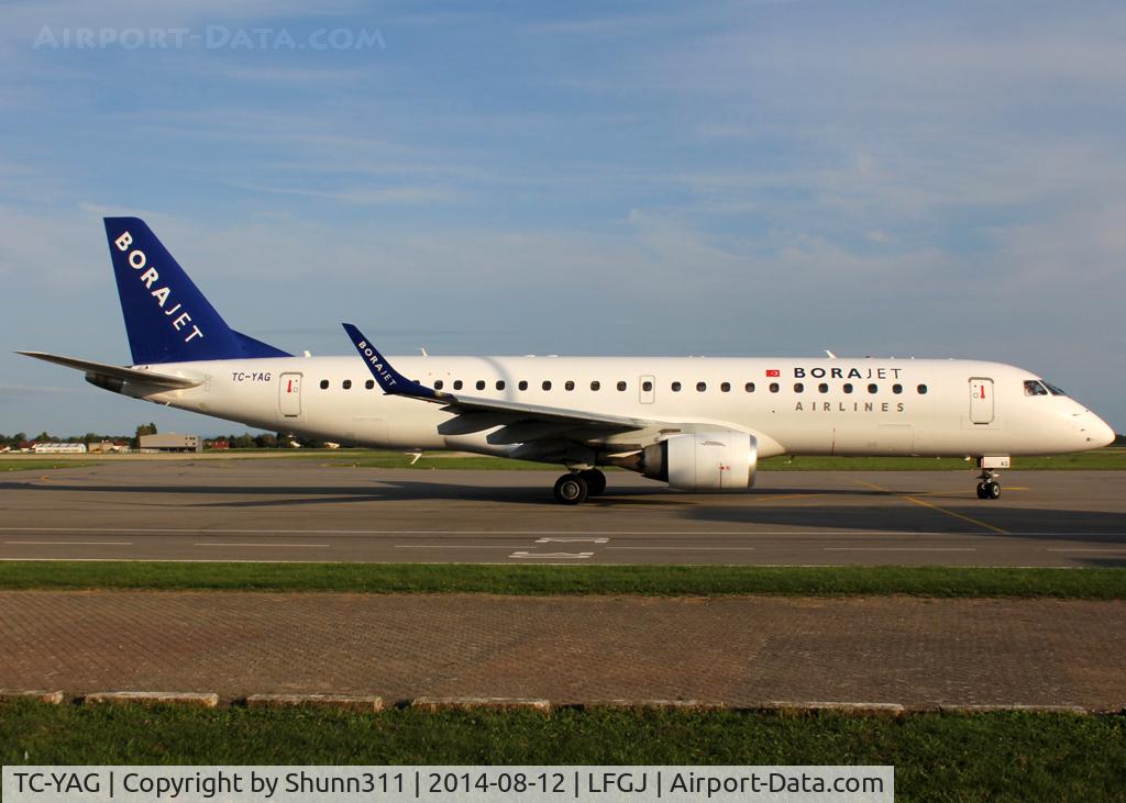 TC-YAG, 2009 Embraer 190LR (ERJ-190-100LR) C/N 19000263, On taxi for departure to LFTJ... Was the interesting regular summer charter flight @ DLE on 2014 with 3 flights per weeks.