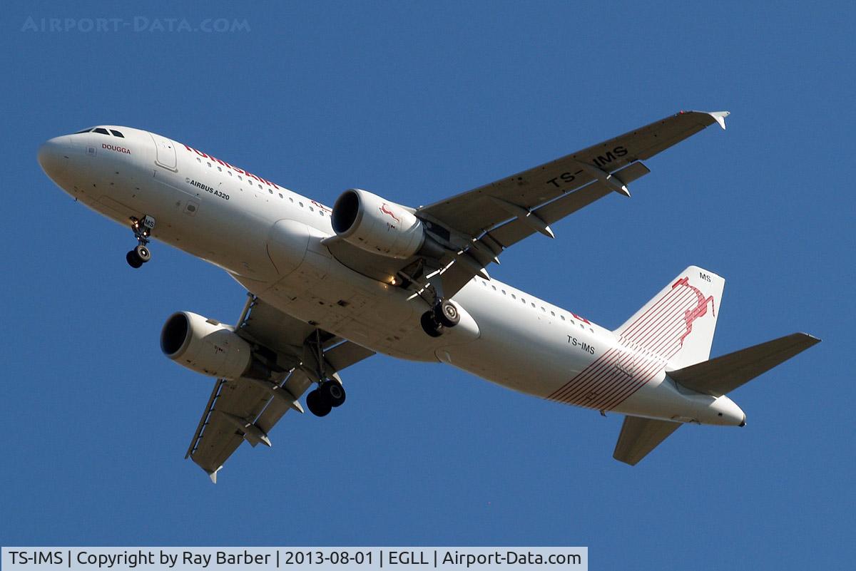 TS-IMS, 2011 Airbus A320-214 C/N 4689, Airbus A320-214 [4689] (Tunisair) Home~G 01/08/2013. On approach 27R.