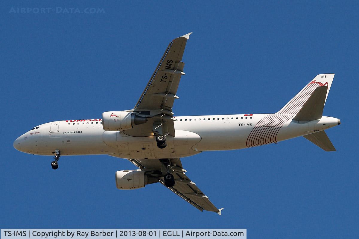 TS-IMS, 2011 Airbus A320-214 C/N 4689, Airbus A320-214 [4689] (Tunisair) Home~G 01/08/2013. On approach 27R.