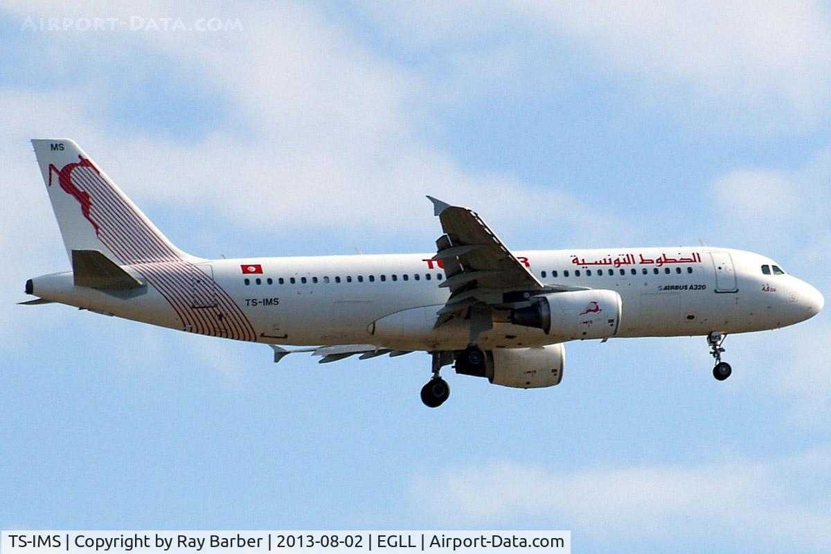 TS-IMS, 2011 Airbus A320-214 C/N 4689, Airbus A320-214 [4689] (Tunisair) Home~G 02/08/2013. On approach 27L.