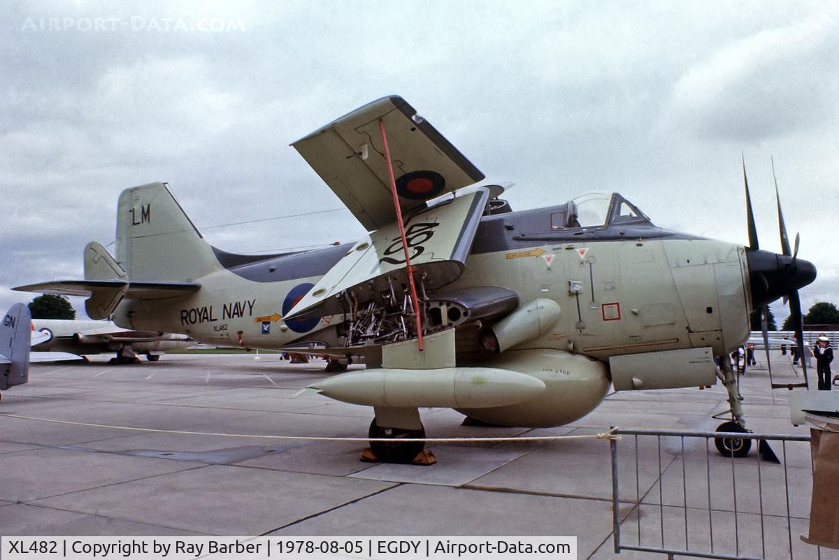 XL482, 1960 Fairey Gannet AEW.3 C/N F9451, Fairy Gannet AEW.3 [F.9451] (Royal Navy) RNAS Yeovilton~G 05/08/1978 From a slide.