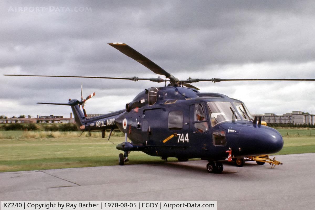 XZ240, 1977 Westland Lynx HAS.3 C/N 049, Westland Lynx HAS.3 [049] (Royal Navy) RNAS Yeovilton~G 05/08/1978. Taken from a slide.