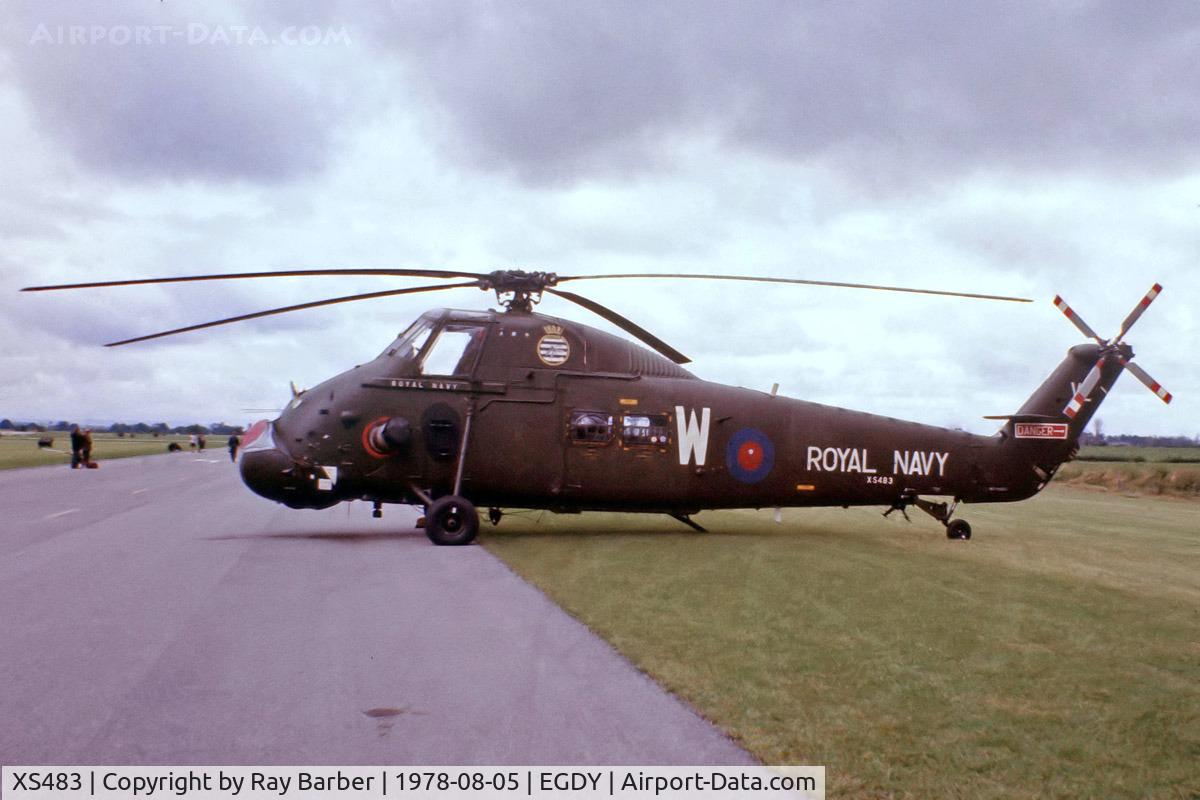 XS483, 1964 Westland Wessex HU.5 C/N WA157, Westland WS.58 Wessex HU.5 [WA157] (Royal Navy) RNAS Yeovilton~G 05/08/1978. From a slide.