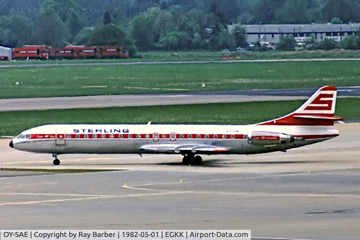 OY-SAE, 1972 Aerospatiale SE-210 Caravelle  12 C/N 273, Sud Aviation SE.210 Caravelle 12 [273] (Sterling Airways} Gatwick~G 05/1982. Date approximate .Taken from a slide.