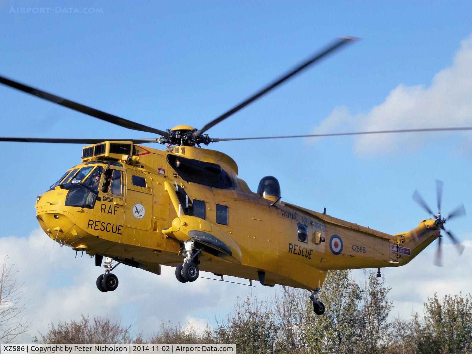 XZ586, 1977 Westland Sea King HAR.3 C/N WA852, Sea King HAR.3 of 202 Squadron based at RAF Boulmer departing from the Cumberland Infirmary.