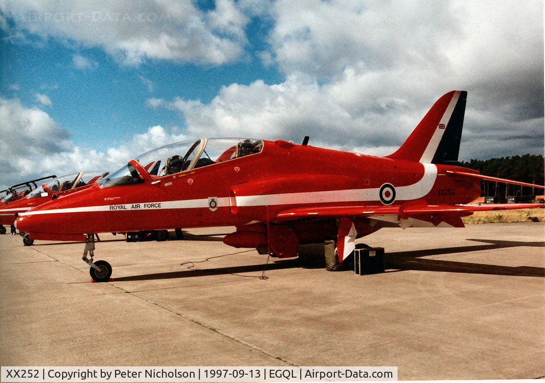 XX252, 1979 Hawker Siddeley Hawk T.1A C/N 088/312088/0570, Hawk T.1A of the Red Arrows aerobatic display team as seen at the 1997 RAF Leuchars Airshow.