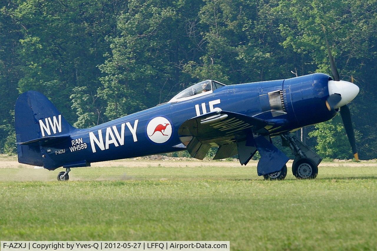 F-AZXJ, 1949 Hawker Sea Fury FB.11 C/N 37733, Hawker Sea Fury FB MK-11, La Ferté Alais Airfield (LFFQ) Air Show 2012