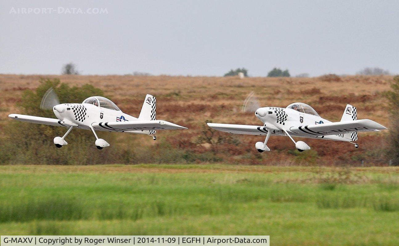 G-MAXV, 2000 Vans RV-4 C/N PFA 181-13266, Raven 2 (Vans RV-8 aircraft G-VFDS) of Team Raven in a formation take off led by Raven 1 (G-MAXV).