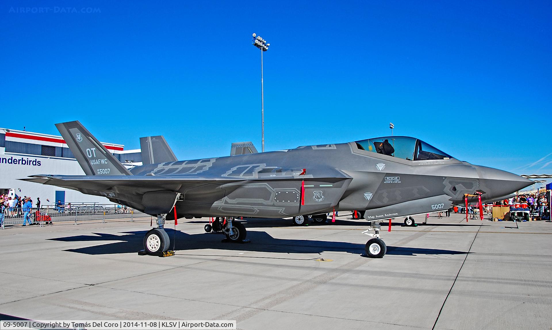 09-5007, 2009 Lockheed Martin F-35A Lightning II C/N AF-20, 53d Wing - United States Air Force Warfare Center (USAFWC)  Lockheed Martin F-35A Lightning II  09-5007 - Las Vegas - Nellis AFB (LSV / KLSV) Aviation Nation 2014 Air Show USA - Nevada, November 8, 2014 Photo: TDelCoro