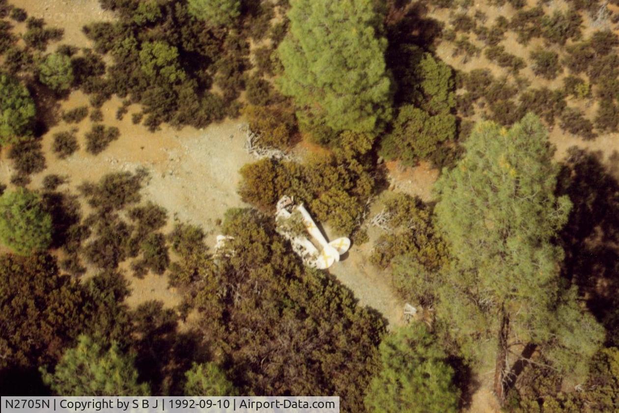 N2705N, 1947 Cessna 120 C/N 12963, Bad decision in bad weather for 05N on 3-29-1967. Near Covelo,Calif.and located in an area of high mountains.This was a difficult picture to take as I had to fly toward higher ground (this was my 4th try) for this picture .05N missed the ridge by  200 ft