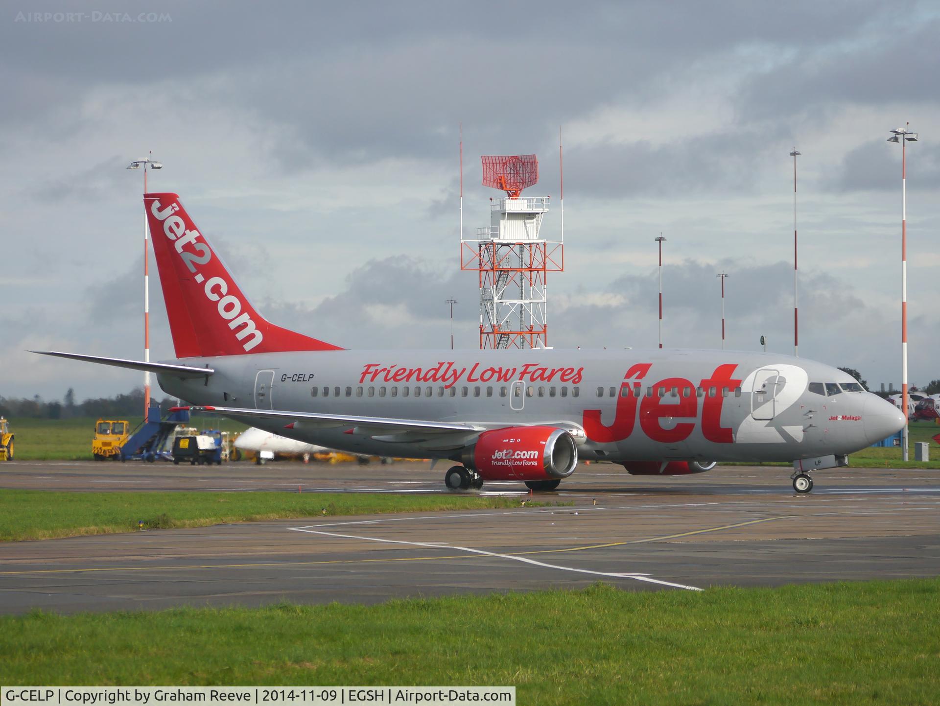 G-CELP, 1986 Boeing 737-330(QC) C/N 23522, Just landed.