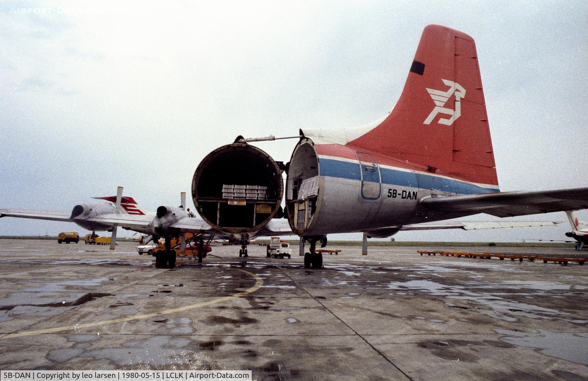 5B-DAN, 1962 Canadair CL-44D4-1 C/N 30, Larnaca Cyprus 15.5.80