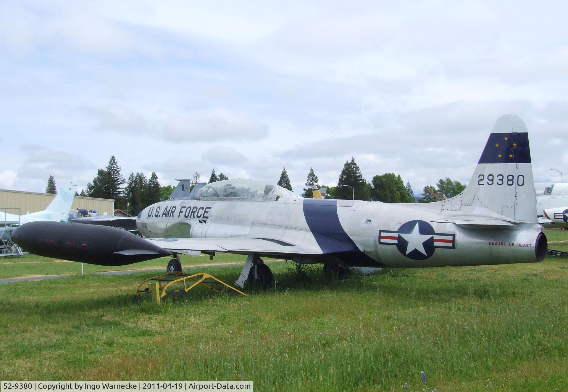 52-9380, 1952 Lockheed T-33A Shooting Star C/N 580-7465, Lockheed T-33A at the Pacific Coast Air Museum, Santa Rosa CA