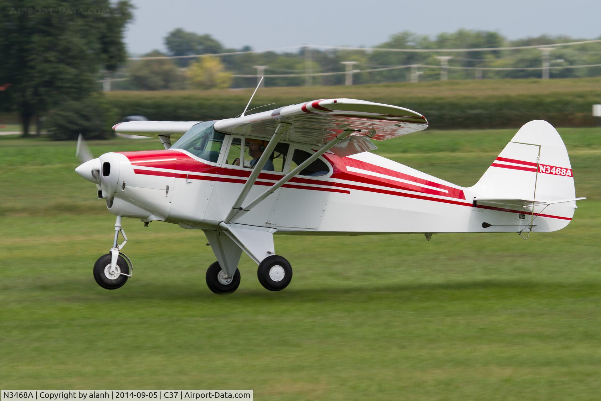 N3468A, 1953 Piper PA-22-135 Tri-Pacer C/N 22-1755, Arriving at the MAAA 2014 Grassroots fly-in