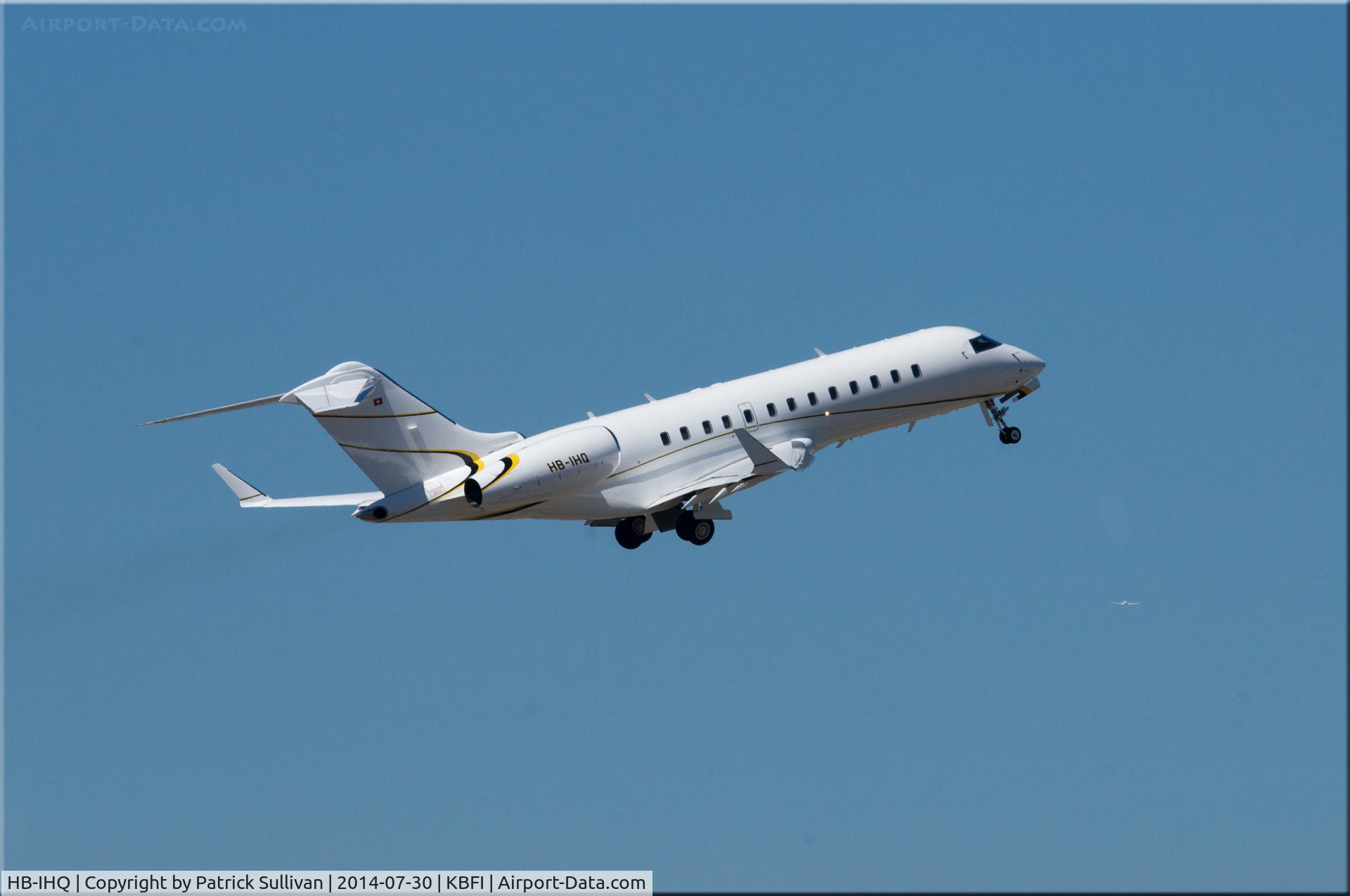 HB-IHQ, 1998 Bombardier BD-700-1A10 Global Express C/N 9011, Takeoff 31L KBFI (was Boeing Field) now King County International Airport, Renton, Washington (near Seattle)